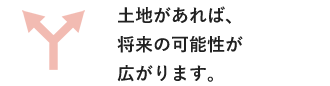 土地があれば、将来の可能性が広がります。